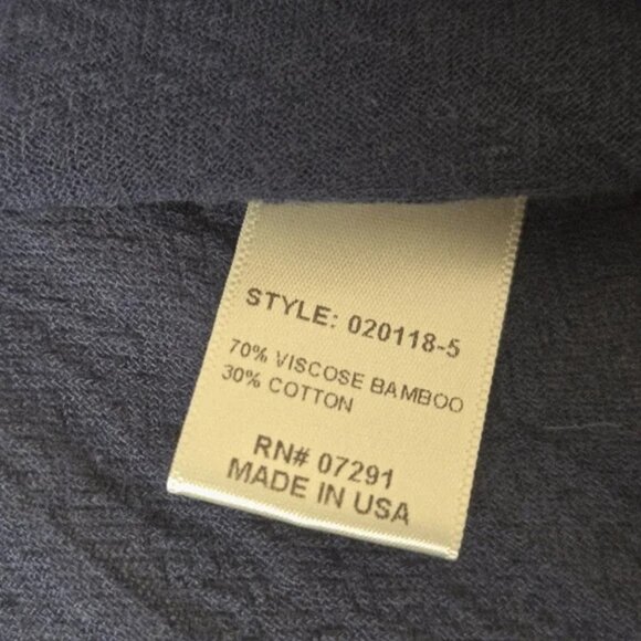 Johnny Was Calme Navy Blue Cold-Shoulder Boho Peasant Blouse with Pom-Pom Tie S - Picture 9 of 9